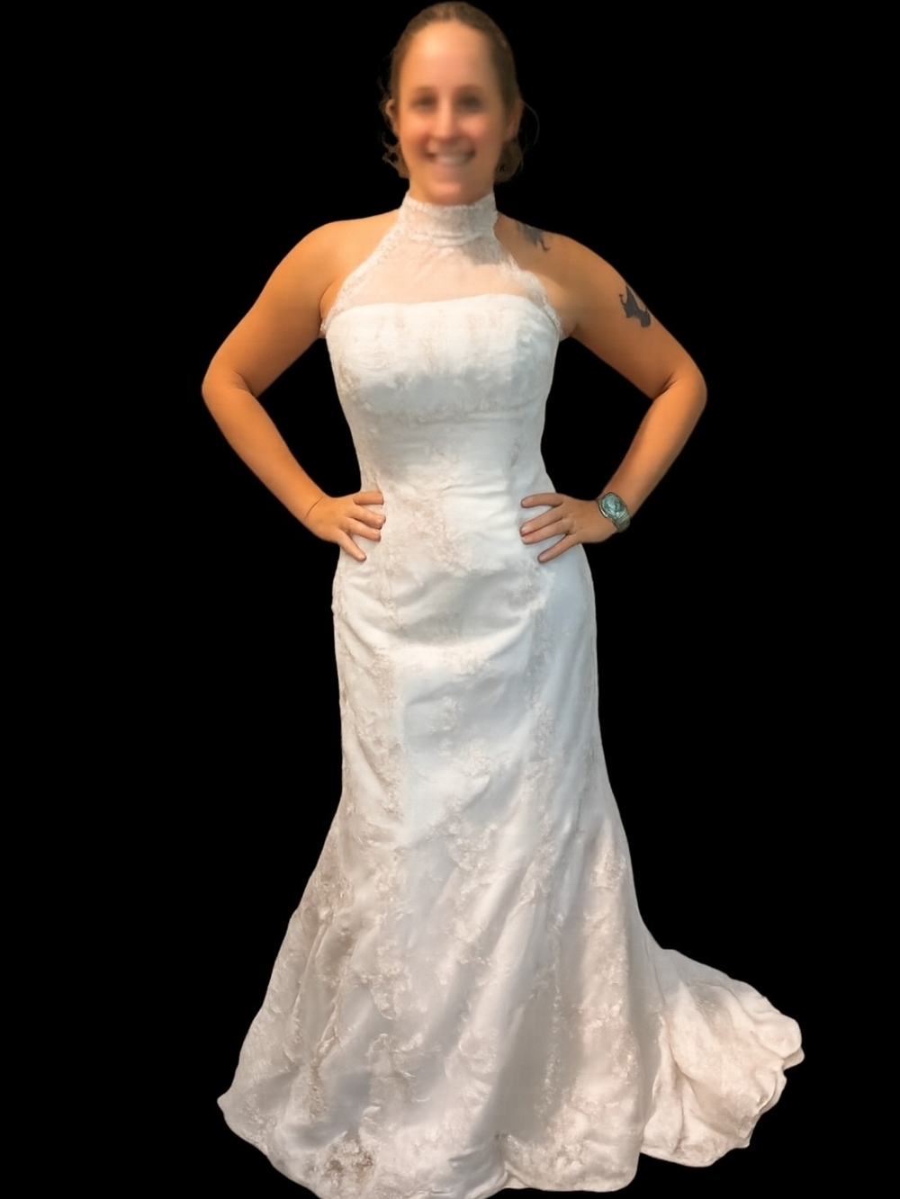 Elegant White Lace Halter Wedding Dress